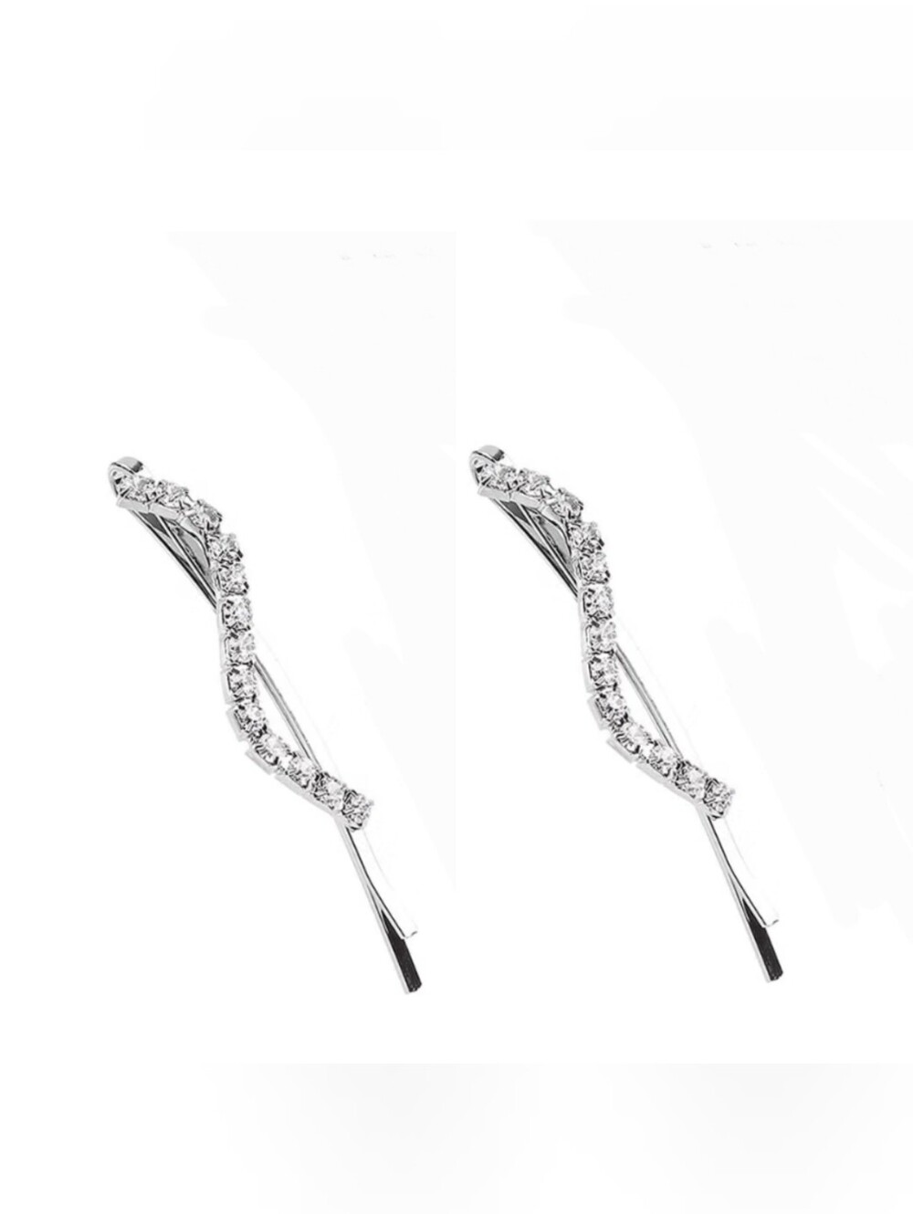 Silver Crystal Wave Hair Clips - Clear BNIB